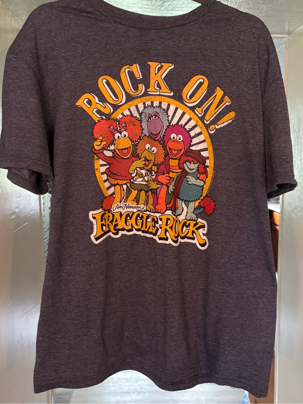 Gildan Charcoal/Blue Fraggle Rock "Rock On!" Graphic Tee